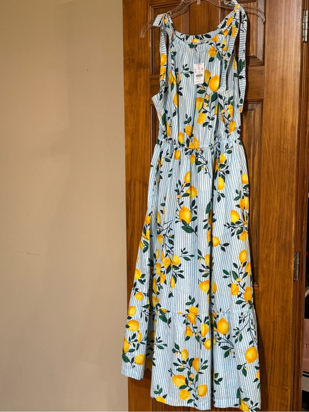 J. Crew Factory Blue & Yellow Lemon-Print Maxi Dress - Picture 2 of 5